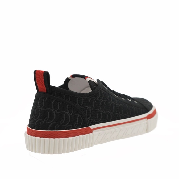 Christian Louboutin Pedro Junior Flat Sneakers Black Jacquard Size 10 US New